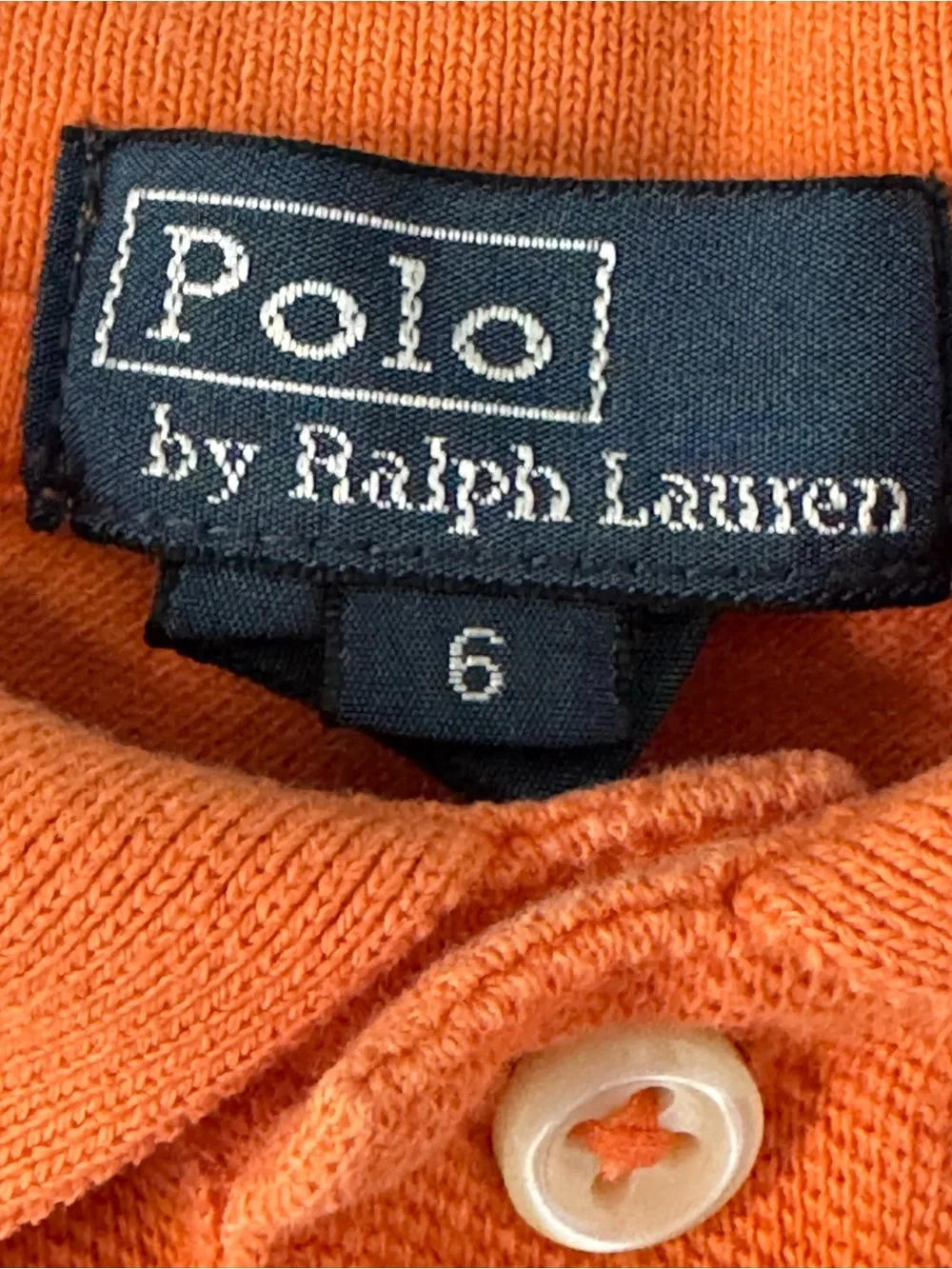 Ralph Lauren Kids Orange Polo Shirt with Teal Logo Size 6